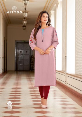 kAAMIYA BY Mittoo Heavy Reyon neck Handwork long kurtis with budget price kurtis catalogs