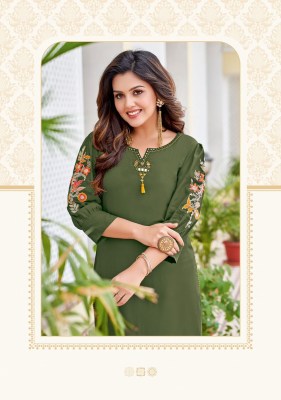kAAMIYA BY Mittoo Heavy Reyon neck Handwork long kurtis with budget price kurtis catalogs