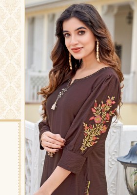 kAAMIYA BY Mittoo Heavy Reyon neck Handwork long kurtis with budget price kurtis catalogs