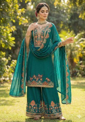 kB D NO 3304 Heavy Chinon With Embroidery Work pazzo kurti set Catalogue Pcs Wholesale Rate  readymade suit catalogs