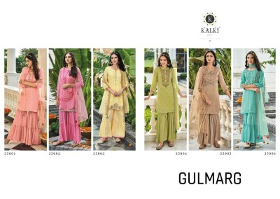 kalki fashion by gulmarg pure designer sharara suit with embroidery work catalog at wholesale rate kurtis catalogs
