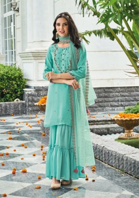 kalki fashion by gulmarg pure designer sharara suit with embroidery work catalog at wholesale rate kurtis catalogs