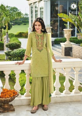 kalki fashion by gulmarg pure designer sharara suit with embroidery work catalog at wholesale rate kurtis catalogs