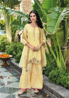 kalki fashion by gulmarg pure designer sharara suit with embroidery work catalog at wholesale rate kurtis catalogs