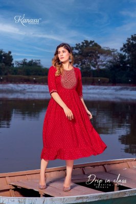 kanasu kurti presents misha rayon printed full flair gown kurti wholesale  kurtis catalogs