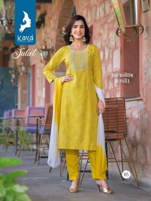 kaya Kurti presents juliet rayon Kurti pants and dupatta set catalogue buy wholesaler rate in Surat  kurtis catalogs
