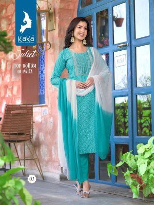 kaya Kurti presents juliet rayon Kurti pants and dupatta set catalogue buy wholesaler rate in Surat  kurtis catalogs