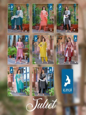 kaya Kurti presents juliet rayon Kurti pants and dupatta set catalogue buy wholesaler rate in Surat  kurtis catalogs