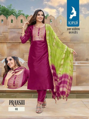 kaya kurti new launch pranshi chanderi silk 3 pice ready made suits wholesale price  kurtis catalogs