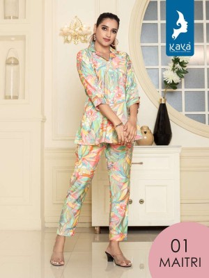 kaya kurti presents maitri chanderi modal printed co ord set Kurti catalogue online  kurtis catalogs