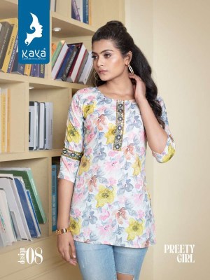 kaya kurti presents preety girl rayon short top collection kurtis catalogs