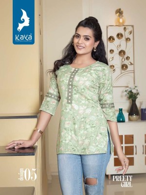 kaya kurti presents preety girl rayon short top collection kurtis catalogs