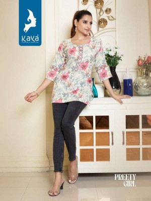 kaya kurti presents preety girl rayon short top collection kurtis catalogs