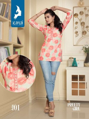 kaya kurti presents preety girl rayon short top collection kurtis catalogs