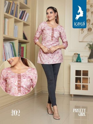 kaya kurti presents preety girl rayon short top collection kurtis catalogs