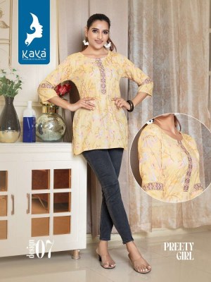 kaya kurti presents preety girl rayon short top collection kurtis catalogs