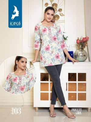 kaya kurti presents preety girl rayon short top collection kurtis catalogs