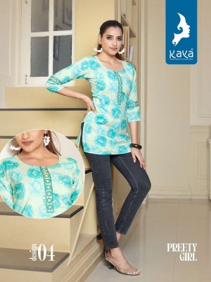kaya kurti presents preety girl rayon short top collection kurtis catalogs