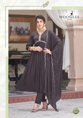 khantil group wooglee  by reeva pure chinon handwork and embroidered kurti pant and dupatta catalog at wholesale price kurtis catalogs