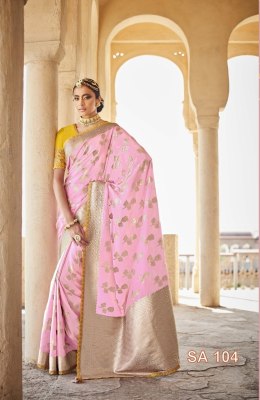 kimora Sindoori Rani 104 Peach Colour Fancy Party Wear Saree Lace Border Embroidery Worked Blouse  Single