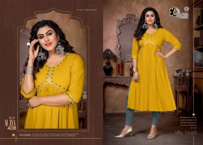 kinti by aaliya 4 heavy reyon sequence embroidery nyra  cut kurti catalog at wholesale price  kurtis catalogs