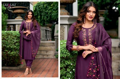 lily and lali by afghani pure handwork on milan silk kurti pant with dupatta catalogue at wholesale  kurtis catalogs