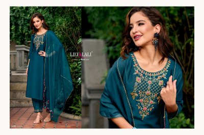 lily and lali by afghani pure handwork on milan silk kurti pant with dupatta catalogue at wholesale  kurtis catalogs