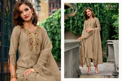lily and lali by afghani pure handwork on milan silk kurti pant with dupatta catalogue at wholesale  kurtis catalogs
