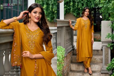 lily and lali by afghani pure handwork on milan silk kurti pant with dupatta catalogue at wholesale  kurtis catalogs