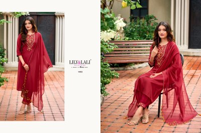 lily and lali by afghani pure handwork on milan silk kurti pant with dupatta catalogue at wholesale  kurtis catalogs