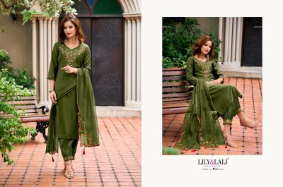 lily and lali by afghani pure handwork on milan silk kurti pant with dupatta catalogue at wholesale  kurtis catalogs