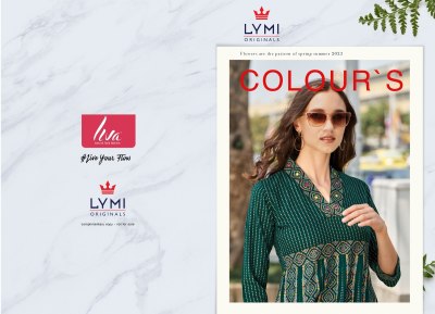 lymi presents colours  Heavy Rayon Embroidery Work  short top collection  kurtis catalogs