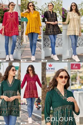 lymi presents colours  Heavy Rayon Embroidery Work  short top collection  kurtis catalogs