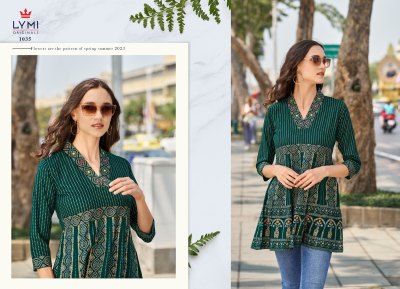 lymi presents colours  Heavy Rayon Embroidery Work  short top collection  kurtis catalogs