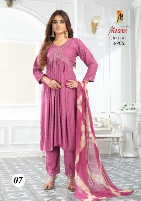 master by gharana fancy embroidered alia cut kurti pant and dupatta at wholesale rate kurtis catalogs