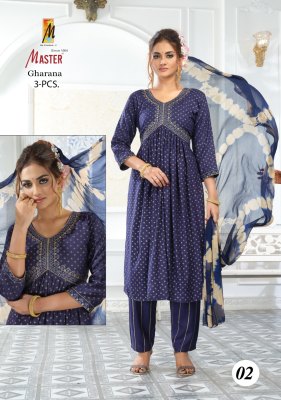 master by gharana fancy embroidered alia cut kurti pant and dupatta at wholesale rate kurtis catalogs