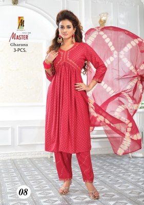master by gharana fancy embroidered alia cut kurti pant and dupatta at wholesale rate kurtis catalogs