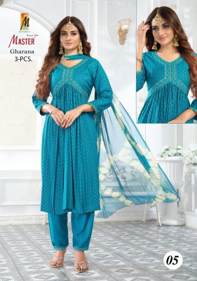 master by gharana fancy embroidered alia cut kurti pant and dupatta at wholesale rate kurtis catalogs