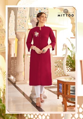 mittoo by fantastic vol 5 fancy plain kurti with embroisdery patch at wholesale rate   kurtis catalogs