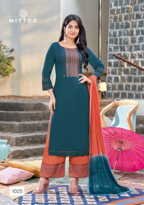 mittoo by saara vol 3 heavy reyon embroidery with handwork kurti palazzo and dupatta catalog at wholesale rate kurtis catalogs