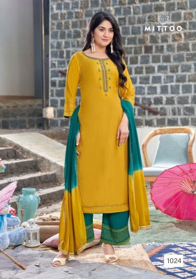 mittoo by saara vol 3 heavy reyon embroidery with handwork kurti palazzo and dupatta catalog at wholesale rate kurtis catalogs