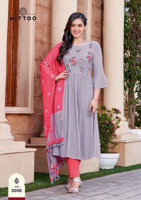 mittoo presents garima rayon wrinkle Kurti pants and dupatta set catalogue wholesale rate  kurtis catalogs
