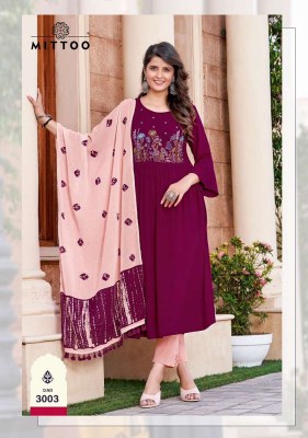 mittoo presents garima rayon wrinkle Kurti pants and dupatta set catalogue wholesale rate  kurtis catalogs