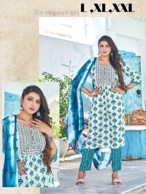 naira cut printed and embroidery top bottom with Dupatta kurtis