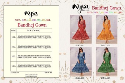 nysa guls pride Bandhej Gown long gown stylish wholesale Kurti  kurtis catalogs