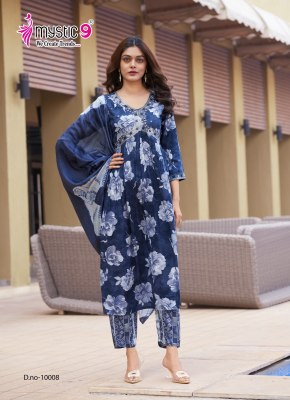 pooja vol 10 by Mystic 9 Premium Quality rayon foil printed top pant with bottom catalogue at low rate readymade suit catalogs