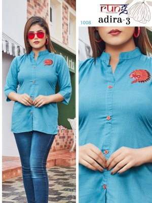 rung by adira vol 3 heavy slub reyon with manual embroidered ladies top catalogue  western wear catalogs