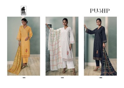 sahiba by Pushp present cotton lawn embroidered unstitched suit material at affordable rate salwar kameez catalogs