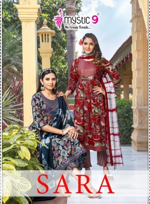 sara vol 16 by Mystic 9 Premium capsule reyon foil printed readymade suit catalogue at affordable rate Mystic 9