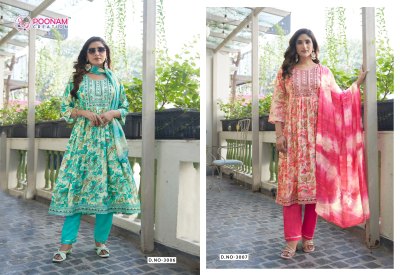 sara vol 3 by Poonam Heavy reyon foil printed fancy anarkali suit catalogue at affordable rate fancy Anarkali suit catalogs